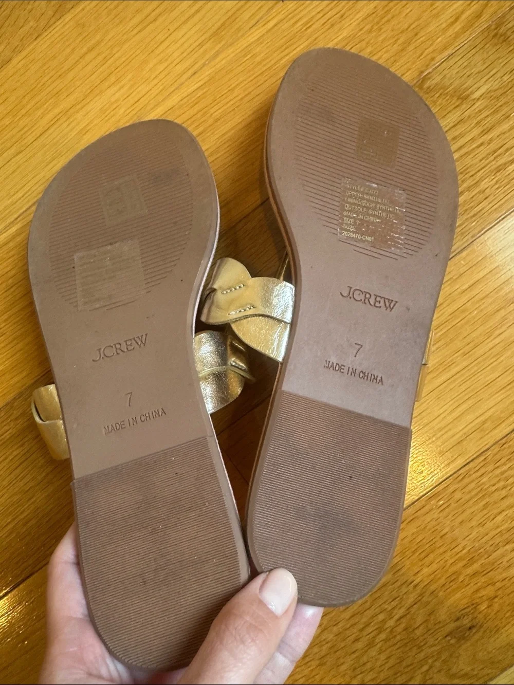 Women’s Jcrew Metallic Gold Braided Thong Sandals size 7